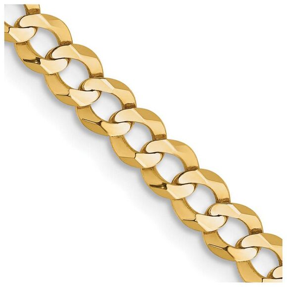3.75mm 14K Yellow Gold Solid Light Flat Curb Chain Necklace 22 Inch